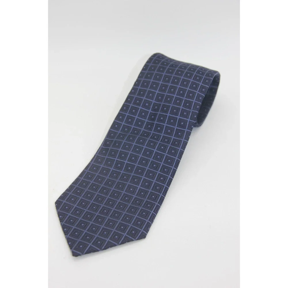 Brooks Brothers Makers Silk Tie Mens Blue Geometric Square USA Old Money Classic